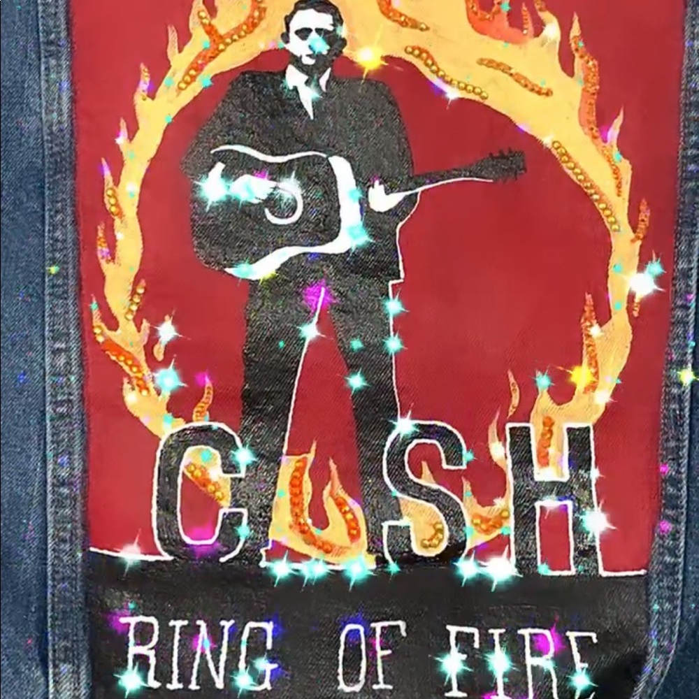 Levi jacket - hand painted Johnny Cash